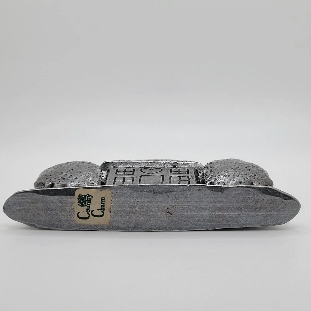 COUNTRY CHARM‎ Pewter Saltbox House Taper Candle Holder Primitive Farmhouse